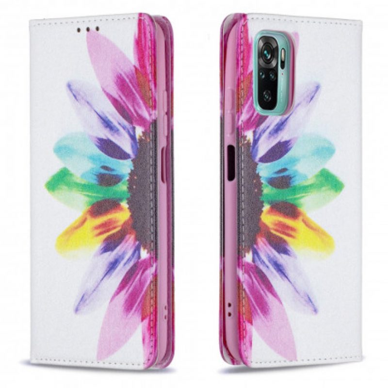 Folio Cover Xiaomi Redmi Note 10 / 10S Custodia in pelle Fiore Dell'acquerello