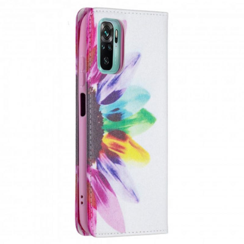 Folio Cover Xiaomi Redmi Note 10 / 10S Custodia in pelle Fiore Dell'acquerello