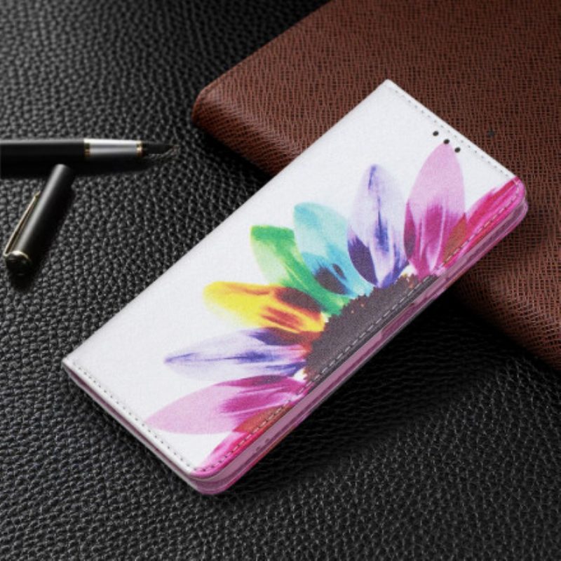 Folio Cover Xiaomi Redmi Note 10 / 10S Custodia in pelle Fiore Dell'acquerello