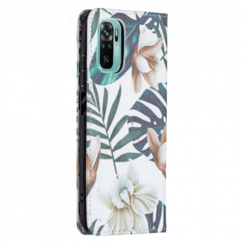 Folio Cover Xiaomi Redmi Note 10 / 10S Custodia in pelle Foglie