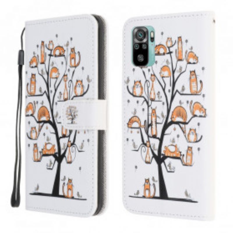 Folio Cover Xiaomi Redmi Note 10 / 10S Gatti Funky Con Cinturino