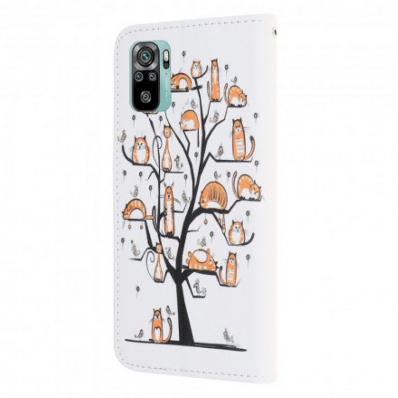 Folio Cover Xiaomi Redmi Note 10 / 10S Gatti Funky Con Cinturino