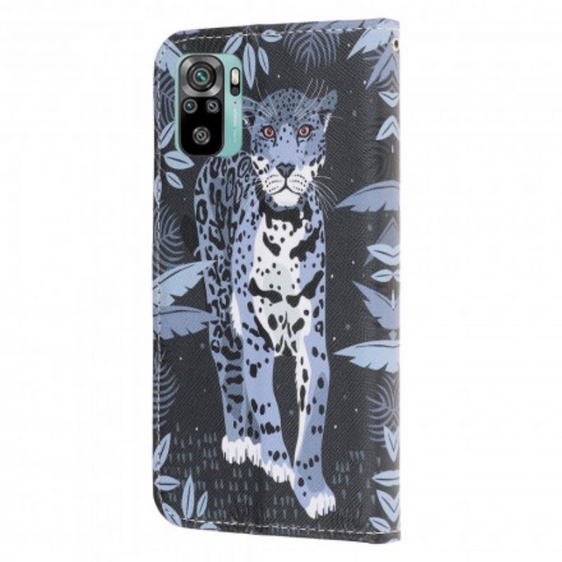 Folio Cover Xiaomi Redmi Note 10 / 10S Leopardo Con Spalline