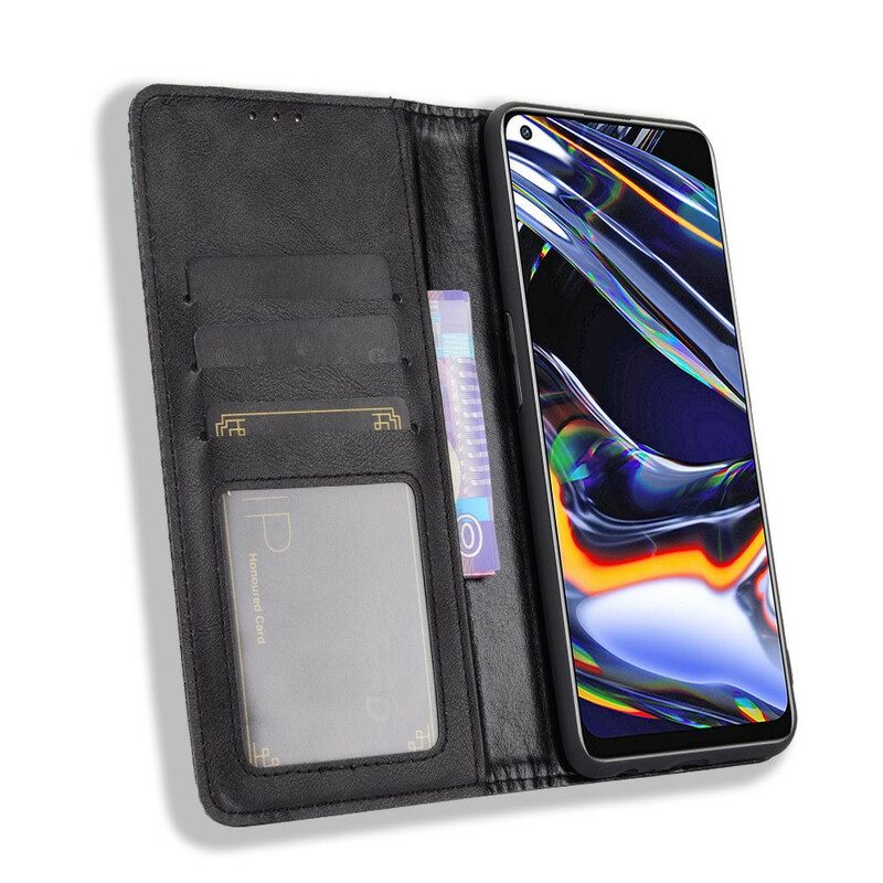 Folio Cover Realme 7 Pro Custodia in pelle Effetto Pelle Vintage Stilizzato