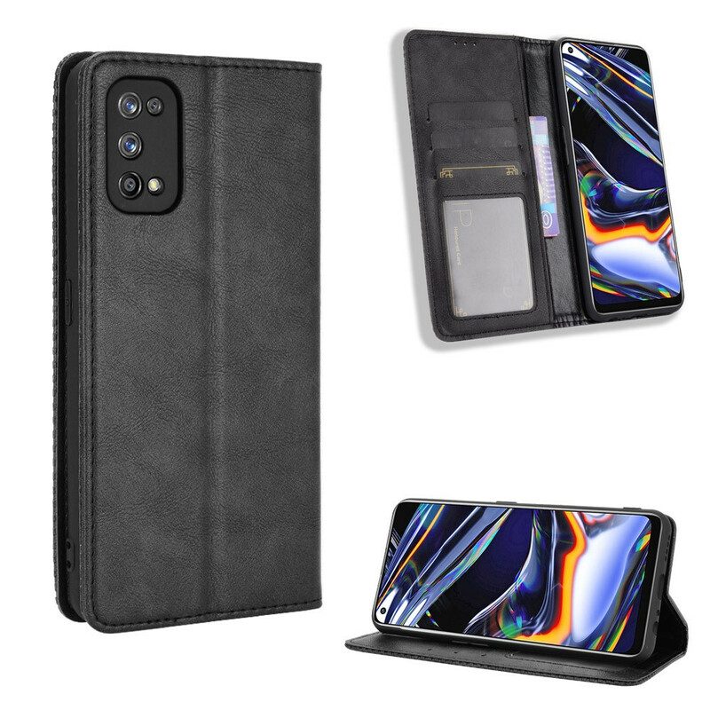 Folio Cover Realme 7 Pro Custodia in pelle Effetto Pelle Vintage Stilizzato