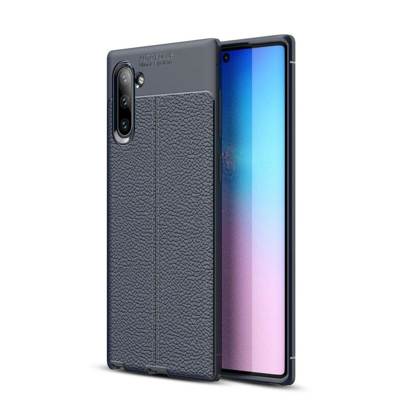 Cover Samsung Galaxy Note 10 Doppia Linea Litchi Effetto Pelle