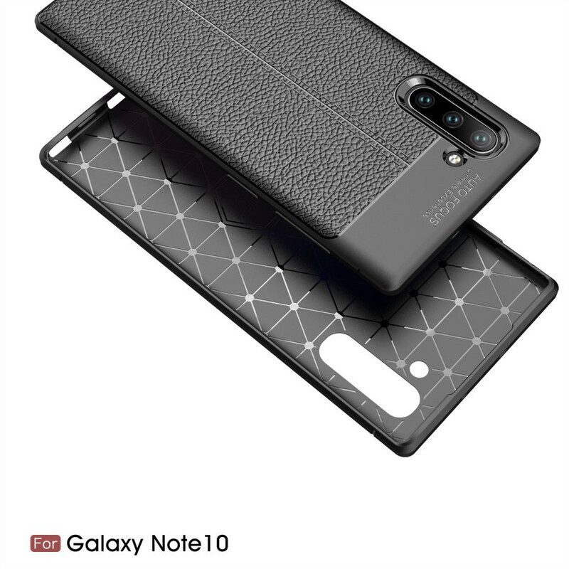 Cover Samsung Galaxy Note 10 Doppia Linea Litchi Effetto Pelle