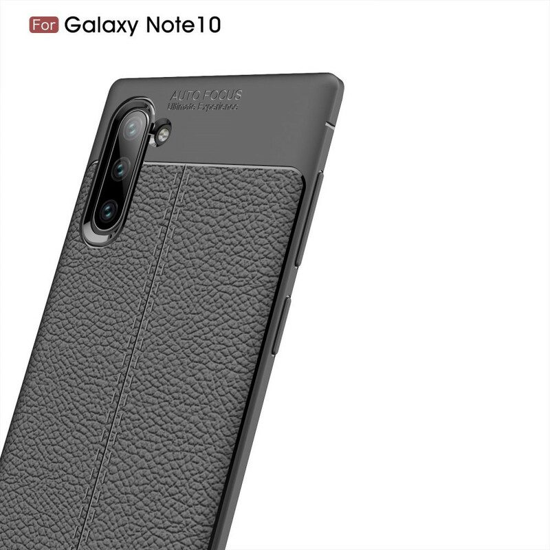 Cover Samsung Galaxy Note 10 Doppia Linea Litchi Effetto Pelle