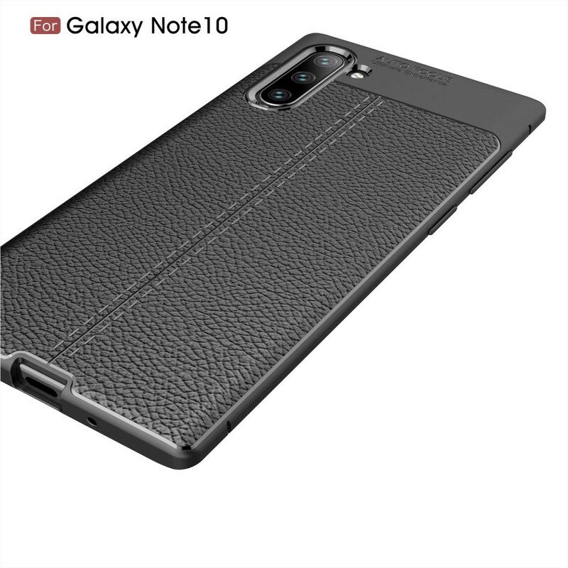 Cover Samsung Galaxy Note 10 Doppia Linea Litchi Effetto Pelle