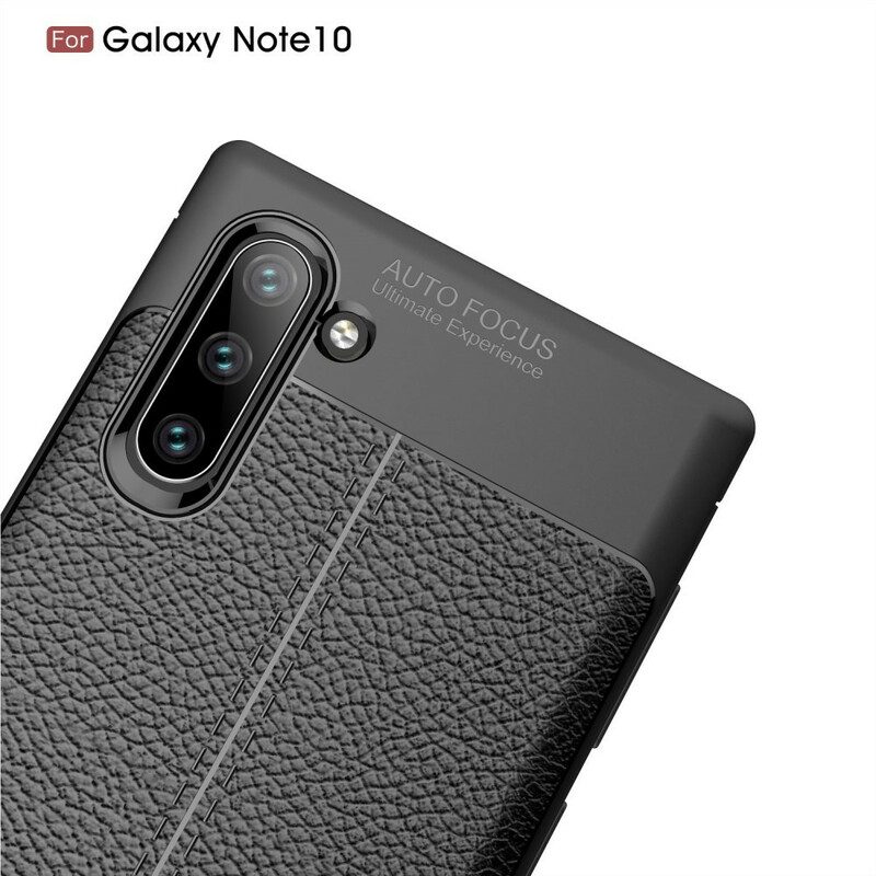 Cover Samsung Galaxy Note 10 Doppia Linea Litchi Effetto Pelle