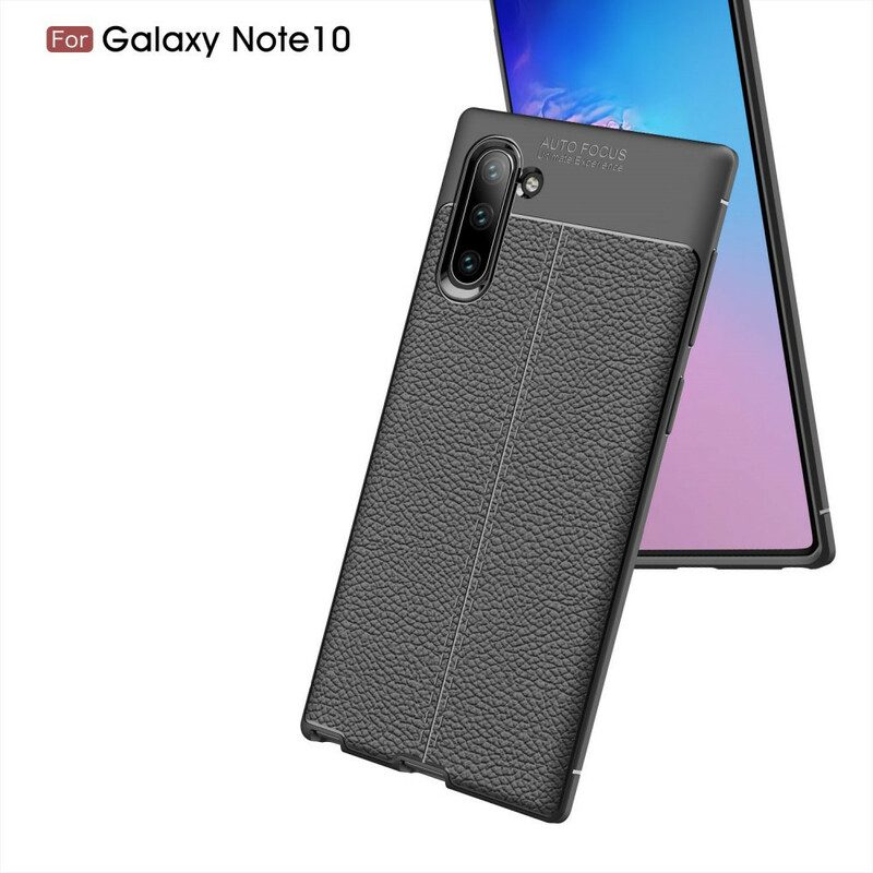 Cover Samsung Galaxy Note 10 Doppia Linea Litchi Effetto Pelle