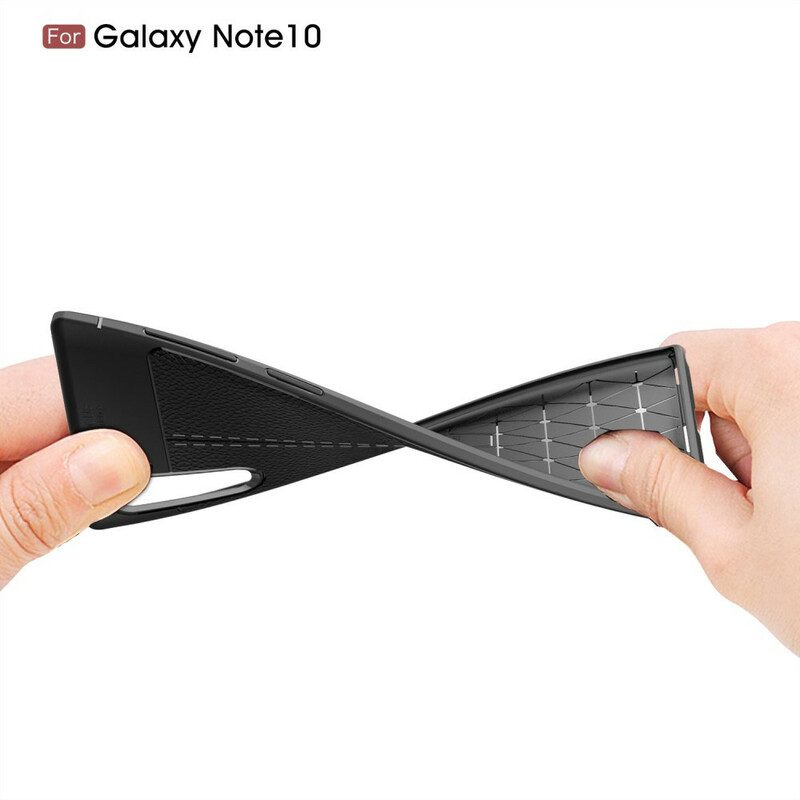 Cover Samsung Galaxy Note 10 Doppia Linea Litchi Effetto Pelle