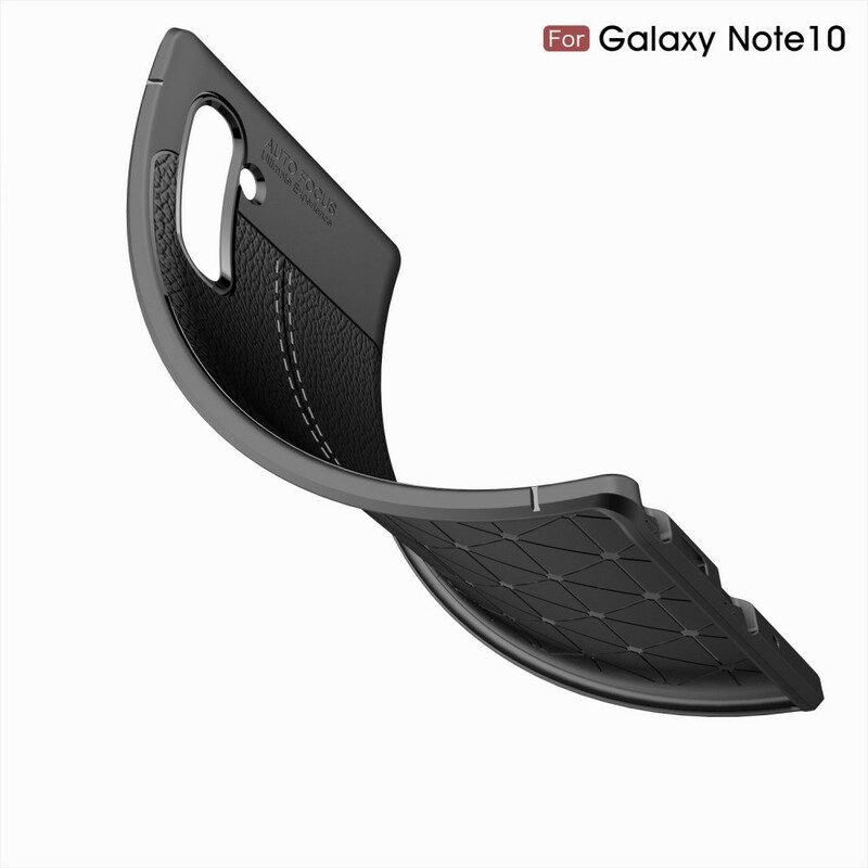 Cover Samsung Galaxy Note 10 Doppia Linea Litchi Effetto Pelle