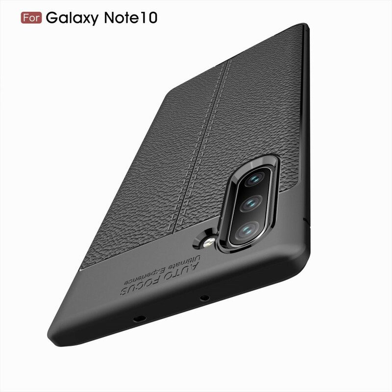 Cover Samsung Galaxy Note 10 Doppia Linea Litchi Effetto Pelle