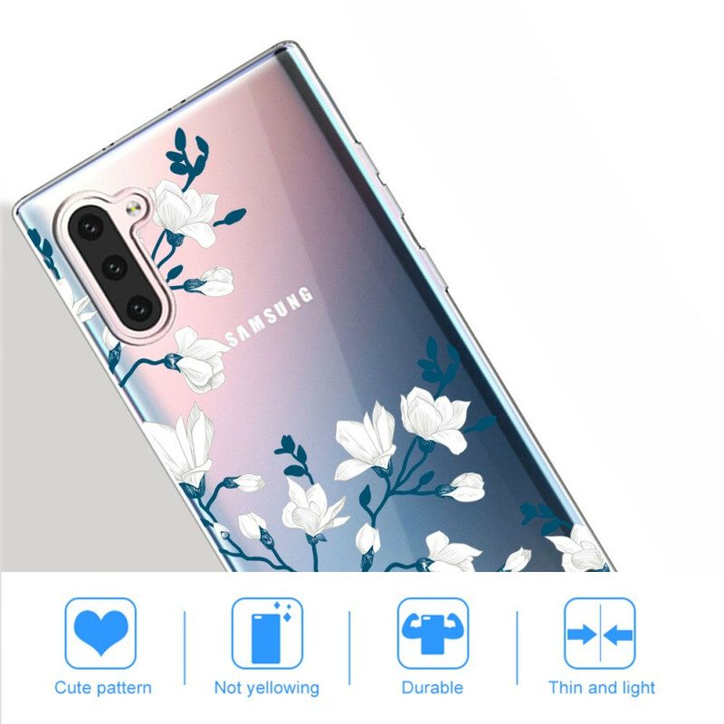 Cover Samsung Galaxy Note 10 Fiori Bianchi