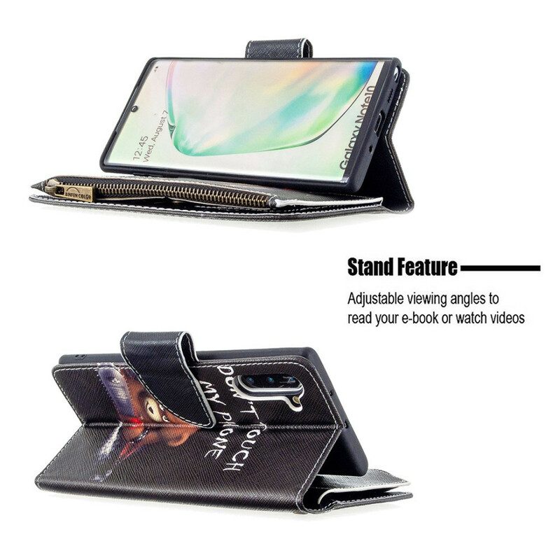 Custodia in pelle Samsung Galaxy Note 10 Orsetto Tascabile Con Cerniera