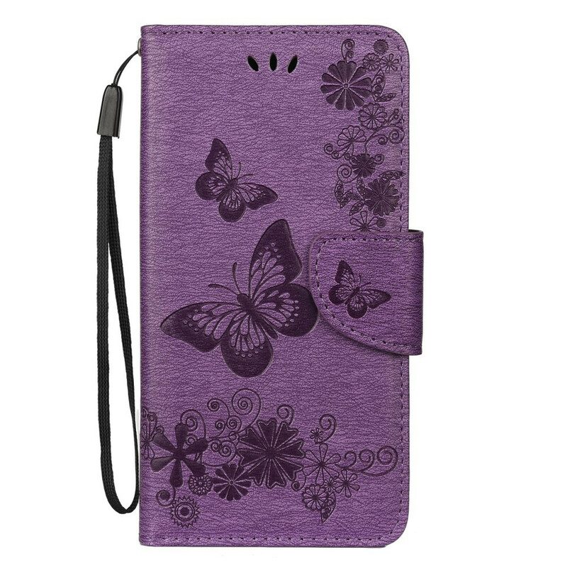 Custodia in pelle Samsung Galaxy Note 10 Splendide Farfalle Cinturino