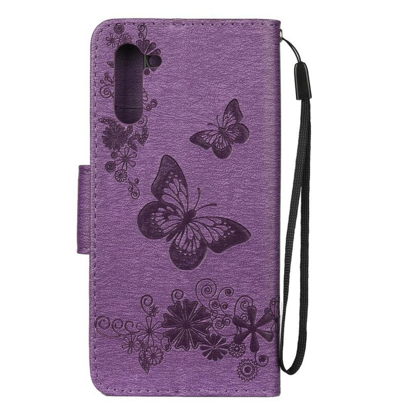 Custodia in pelle Samsung Galaxy Note 10 Splendide Farfalle Cinturino