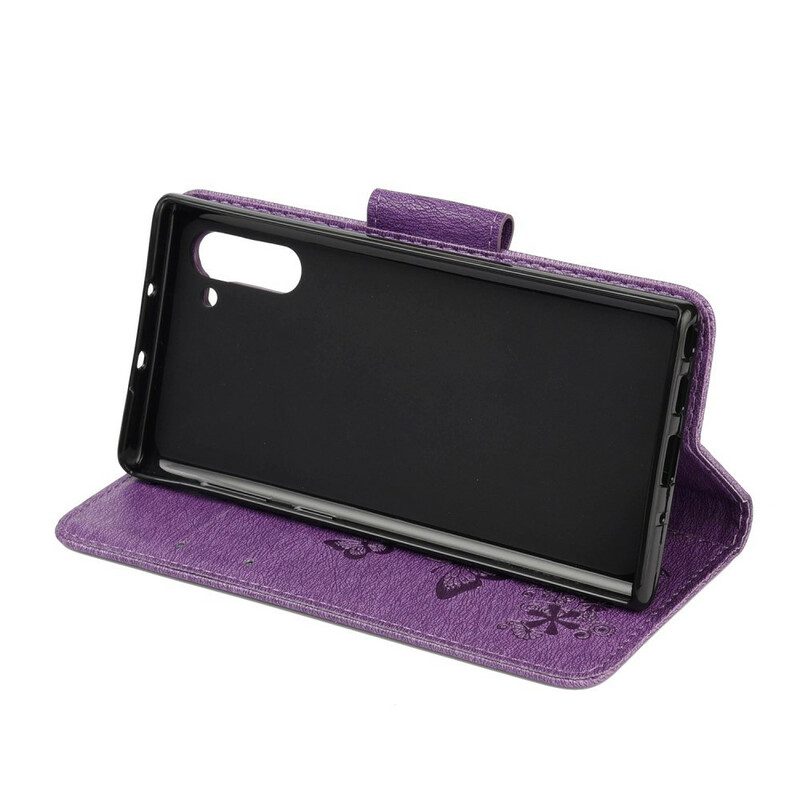 Custodia in pelle Samsung Galaxy Note 10 Splendide Farfalle Cinturino