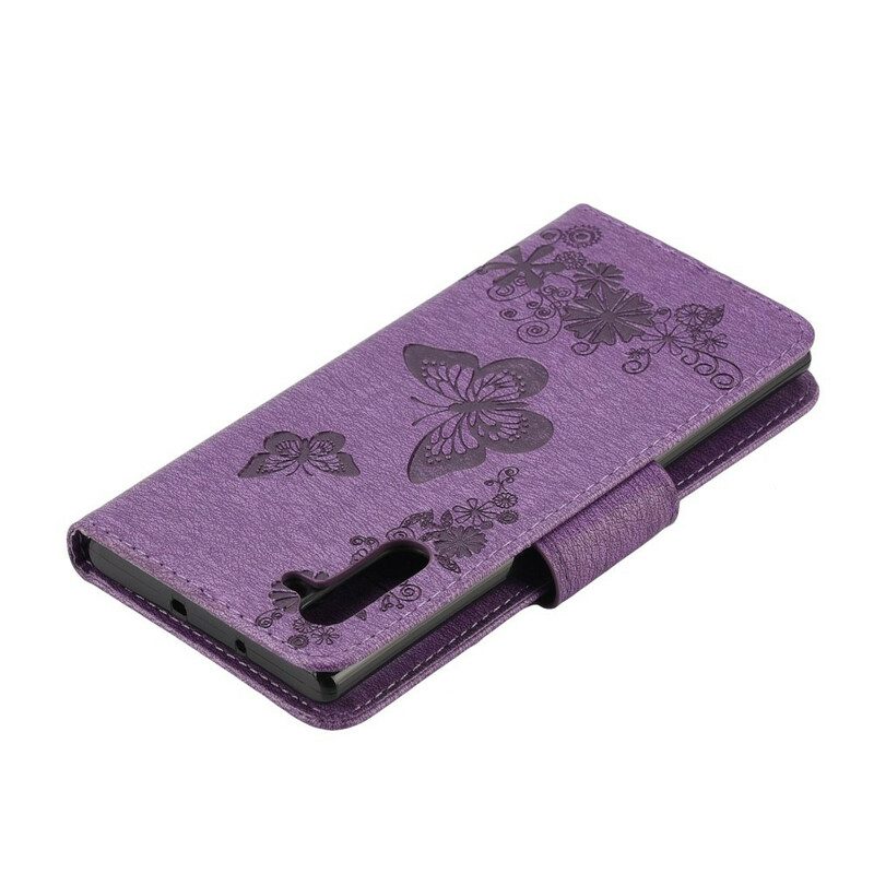 Custodia in pelle Samsung Galaxy Note 10 Splendide Farfalle Cinturino