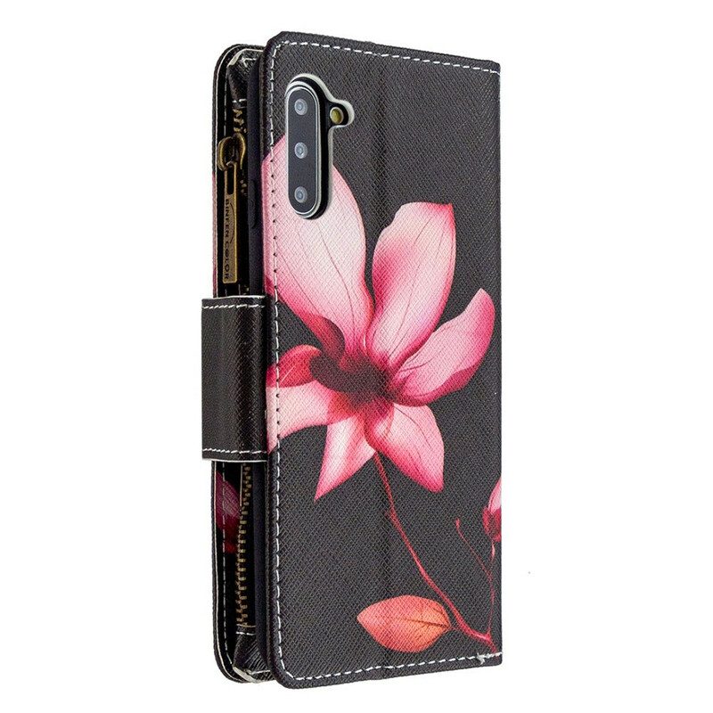 Custodia in pelle Samsung Galaxy Note 10 Tasca Con Zip A Fiore