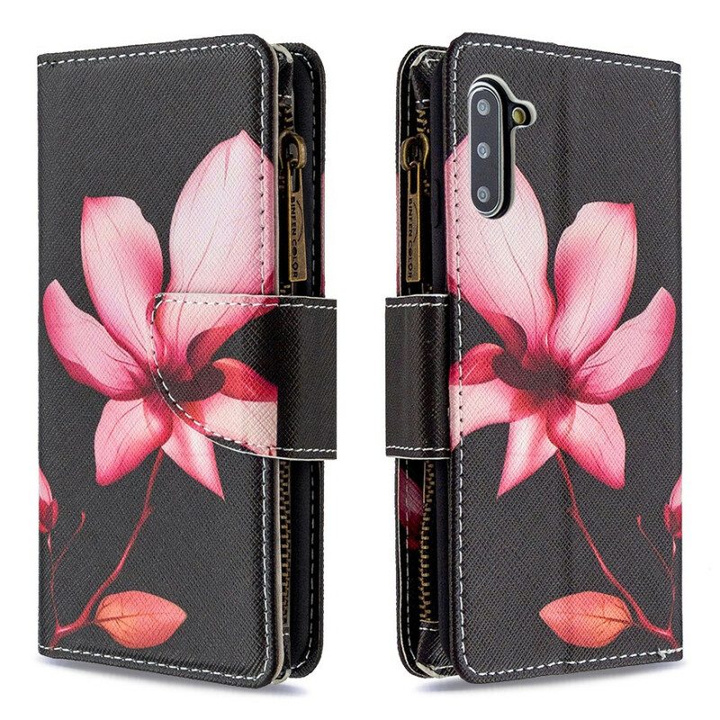 Custodia in pelle Samsung Galaxy Note 10 Tasca Con Zip A Fiore