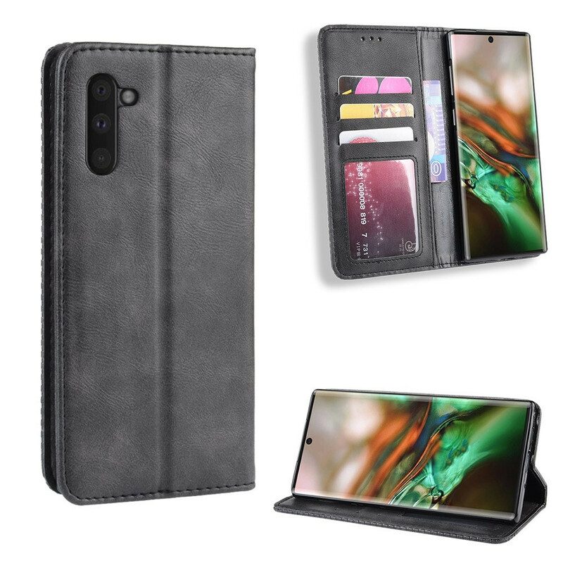 Folio Cover Samsung Galaxy Note 10 Custodia in pelle Effetto Pelle Vintage Stilizzato