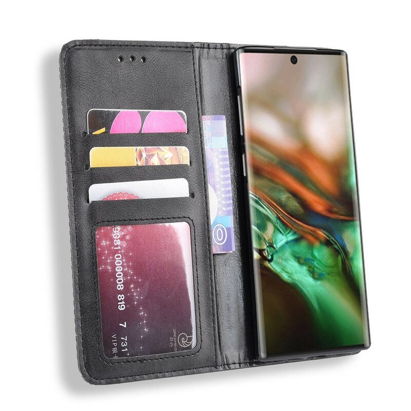 Folio Cover Samsung Galaxy Note 10 Custodia in pelle Effetto Pelle Vintage Stilizzato