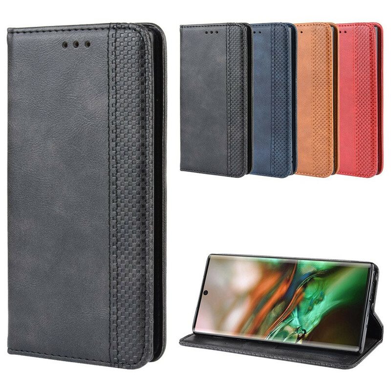 Folio Cover Samsung Galaxy Note 10 Custodia in pelle Effetto Pelle Vintage Stilizzato