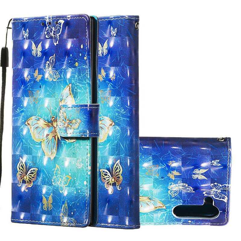 Folio Cover Samsung Galaxy Note 10 Farfalle Dorate