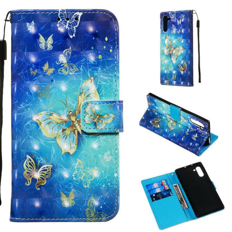 Folio Cover Samsung Galaxy Note 10 Farfalle Dorate