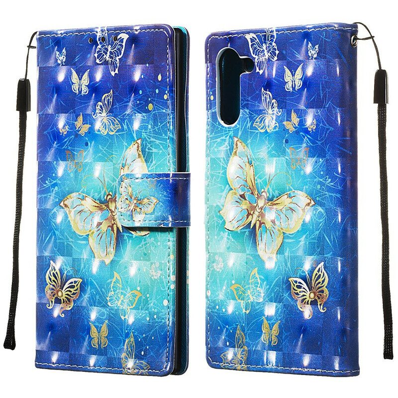 Folio Cover Samsung Galaxy Note 10 Farfalle Dorate