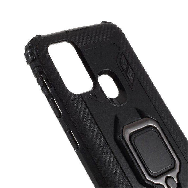 Cover Samsung Galaxy M31 Anello E Fibra Di Carbonio