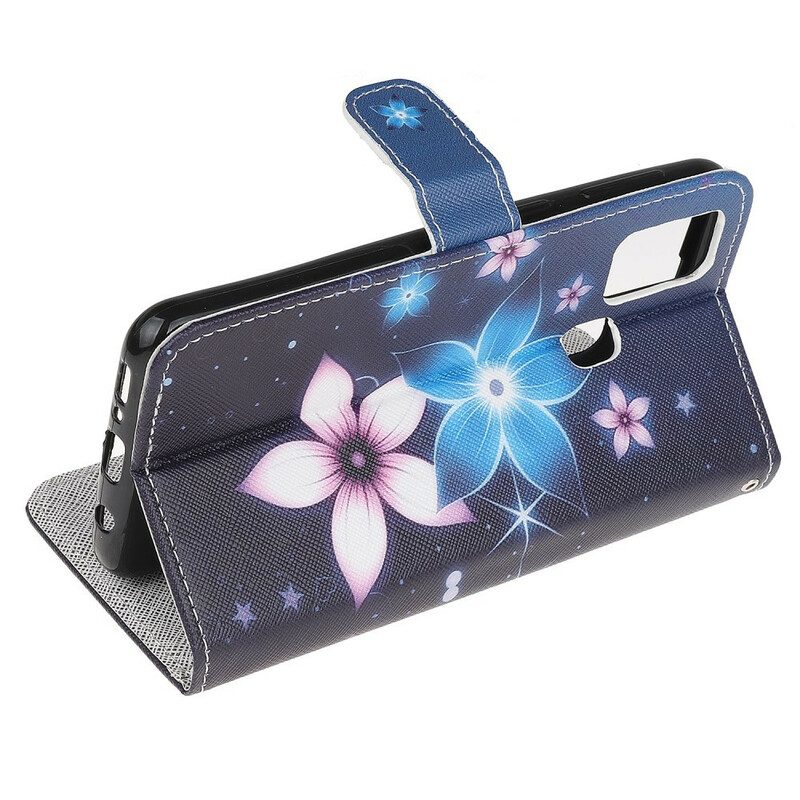 Custodia in pelle Samsung Galaxy M31 Cinturino Lunare Fiori