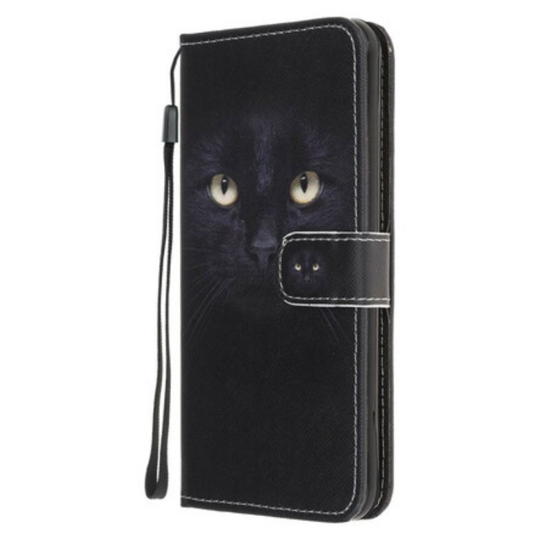 Custodia in pelle Samsung Galaxy M31 Strappy Occhi Di Gatto Nero