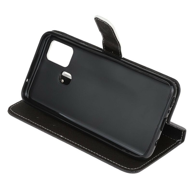 Custodia in pelle Samsung Galaxy M31 Strappy Occhi Di Gatto Nero