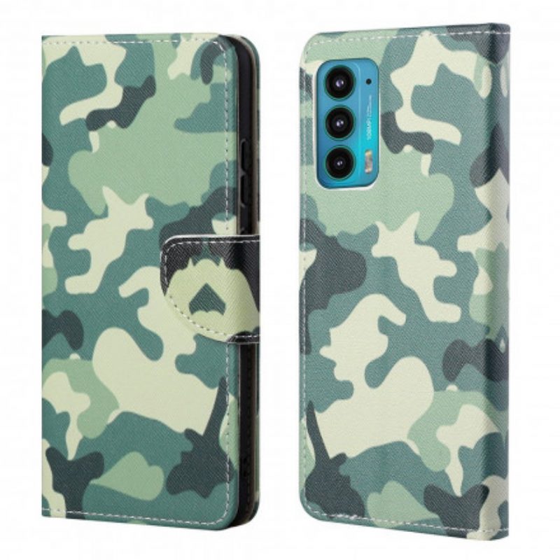 Custodia in pelle Motorola Edge 20 Camuffamento Militare