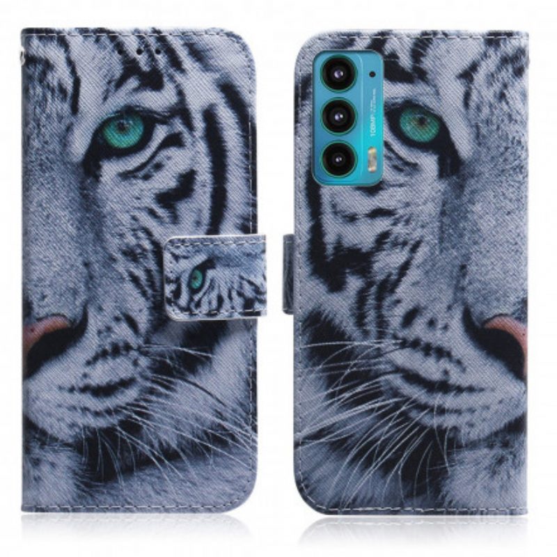 Custodia in pelle Motorola Edge 20 Faccia Da Tigre