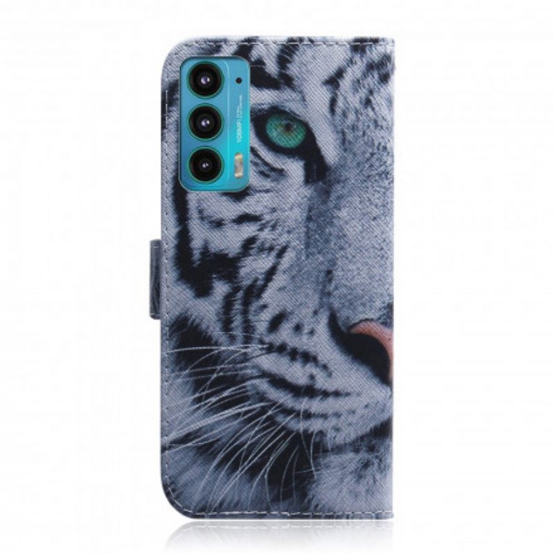 Custodia in pelle Motorola Edge 20 Faccia Da Tigre