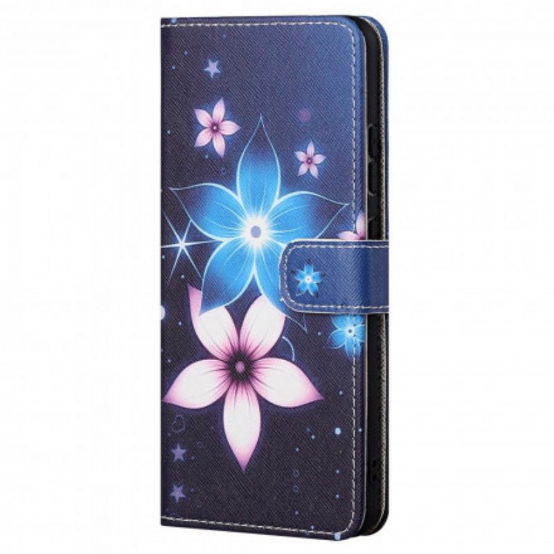 Folio Cover Motorola Edge 20 Cinturino Lunare Fiori