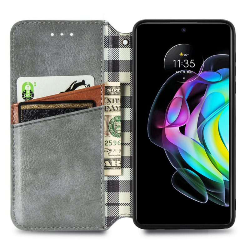 Folio Cover Motorola Edge 20 Custodia in pelle Texture Diamante Effetto Pelle