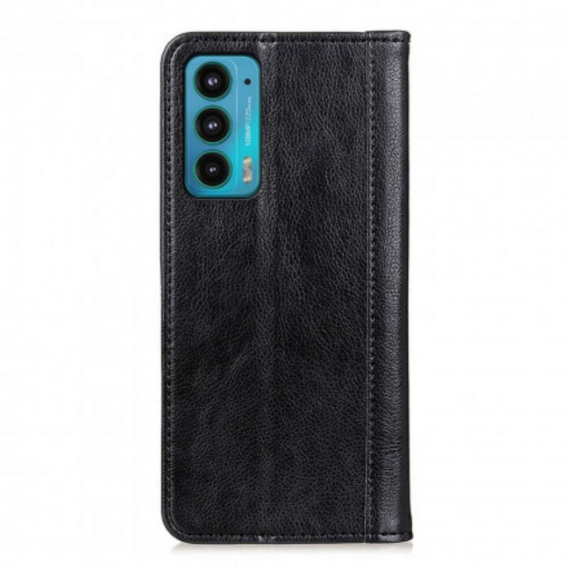 Folio Cover Motorola Edge 20 Custodia in pelle Versione In Crosta Di Litchi