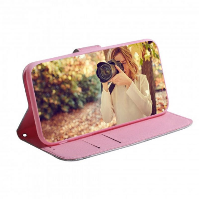 Folio Cover Motorola Edge 20 Fiore Rosa Polveroso