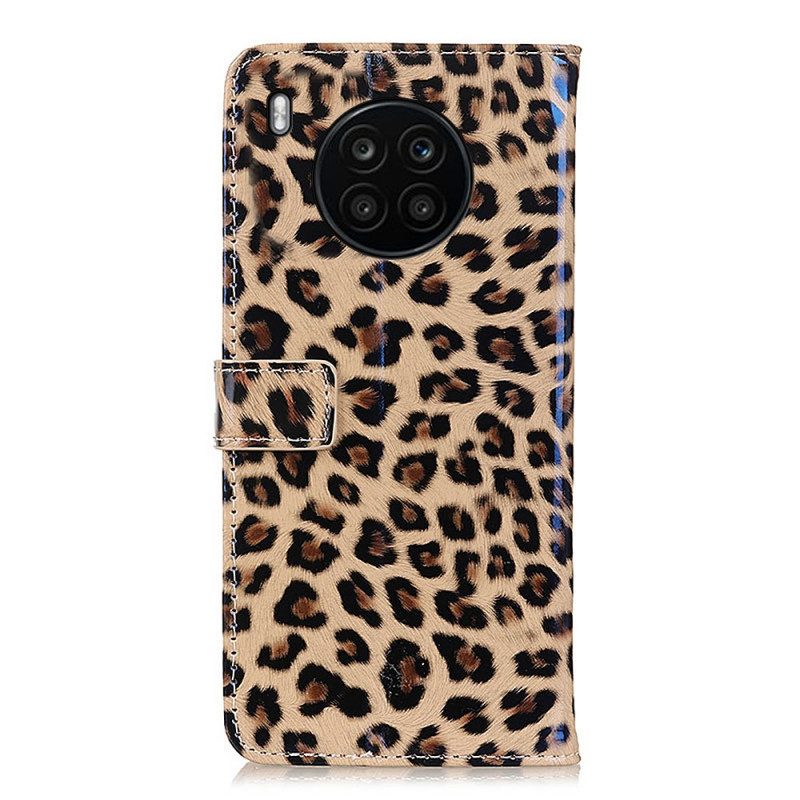 Custodia in pelle Huawei Nova 8i Leopardo Semplice