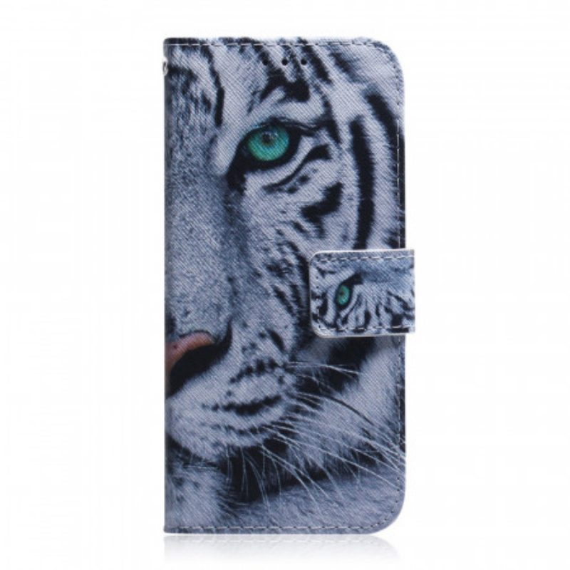 Custodia in pelle Huawei Nova 8i Tigre Bianca