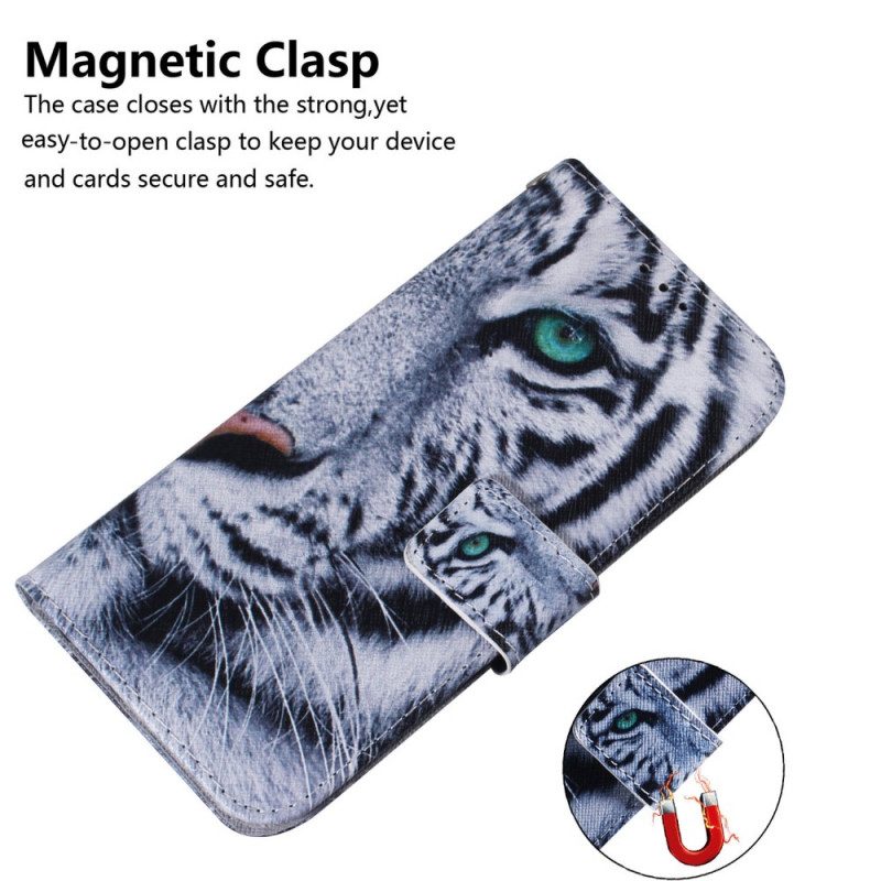 Custodia in pelle Huawei Nova 8i Tigre Bianca