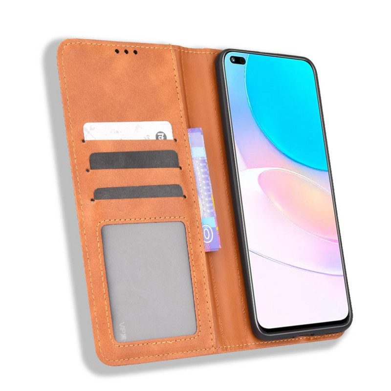 Folio Cover Huawei Nova 8i Custodia in pelle Effetto Pelle Vintage Stilizzato