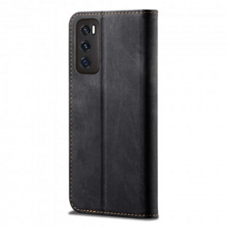 Folio Cover Vivo Y70 Custodia in pelle Tessuto Denim