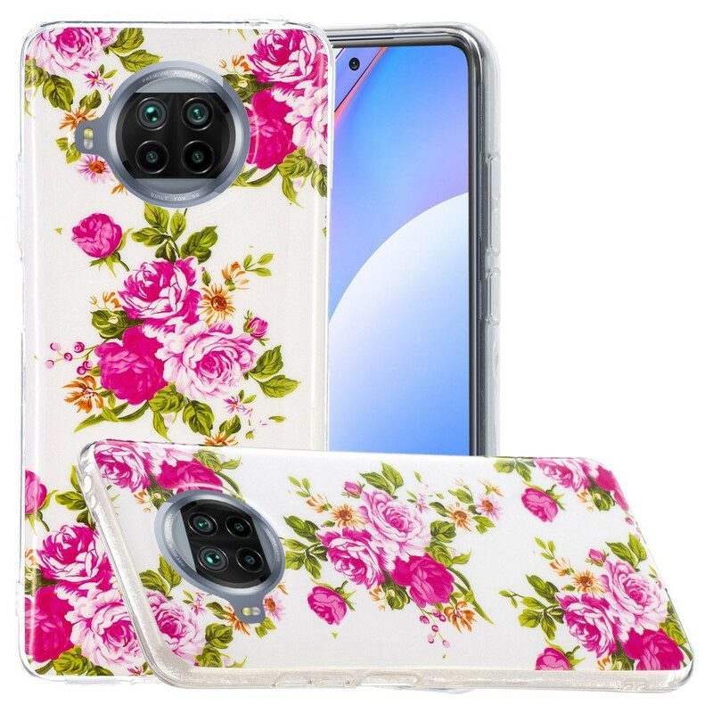 Cover Xiaomi Redmi Note 9 Pro 5G Fiori Liberty Al Neon