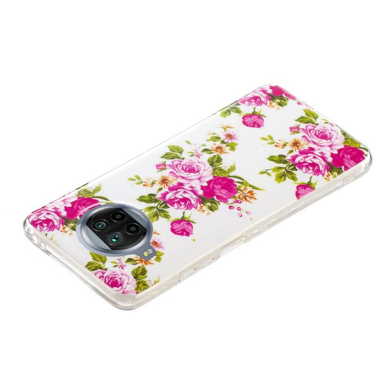 Cover Xiaomi Redmi Note 9 Pro 5G Fiori Liberty Al Neon